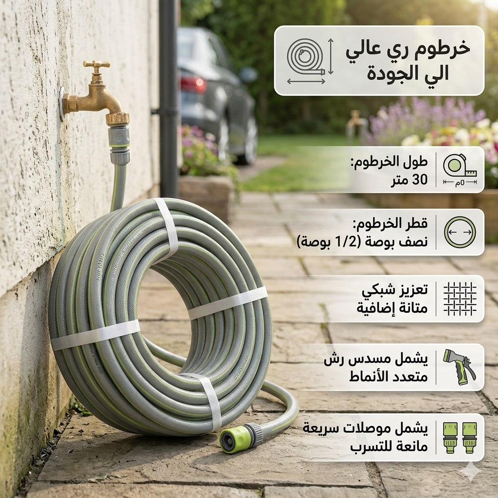 خرطوم مياه PVC عالي الجودة بطول 30 متر – قوة، مرونة، وأداء يدوم طويلاً - الصورة 5
