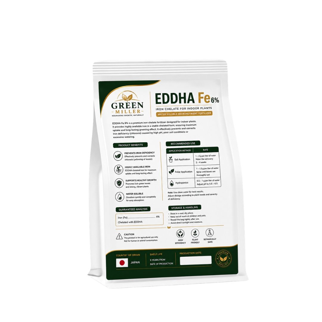 سماد حديد مخلبي EDDHA Fe 6% للنباتات المنزلية (500 جرام) – GREEN MILLER - الصورة 2