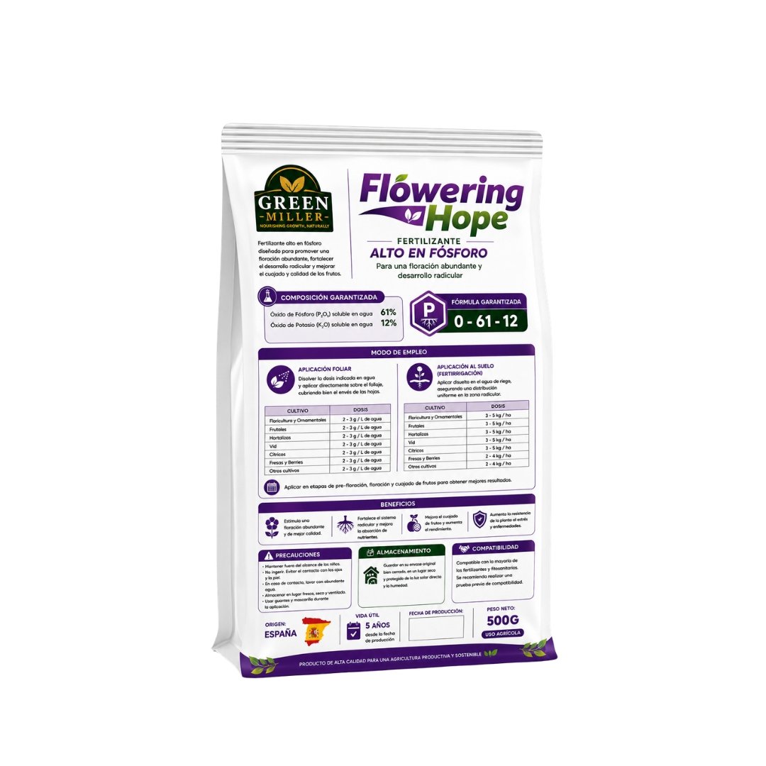 سماد عالي الفسفور Flowering Hope 0-61-12 (500 جرام) – GREEN MILLER - الصورة 2