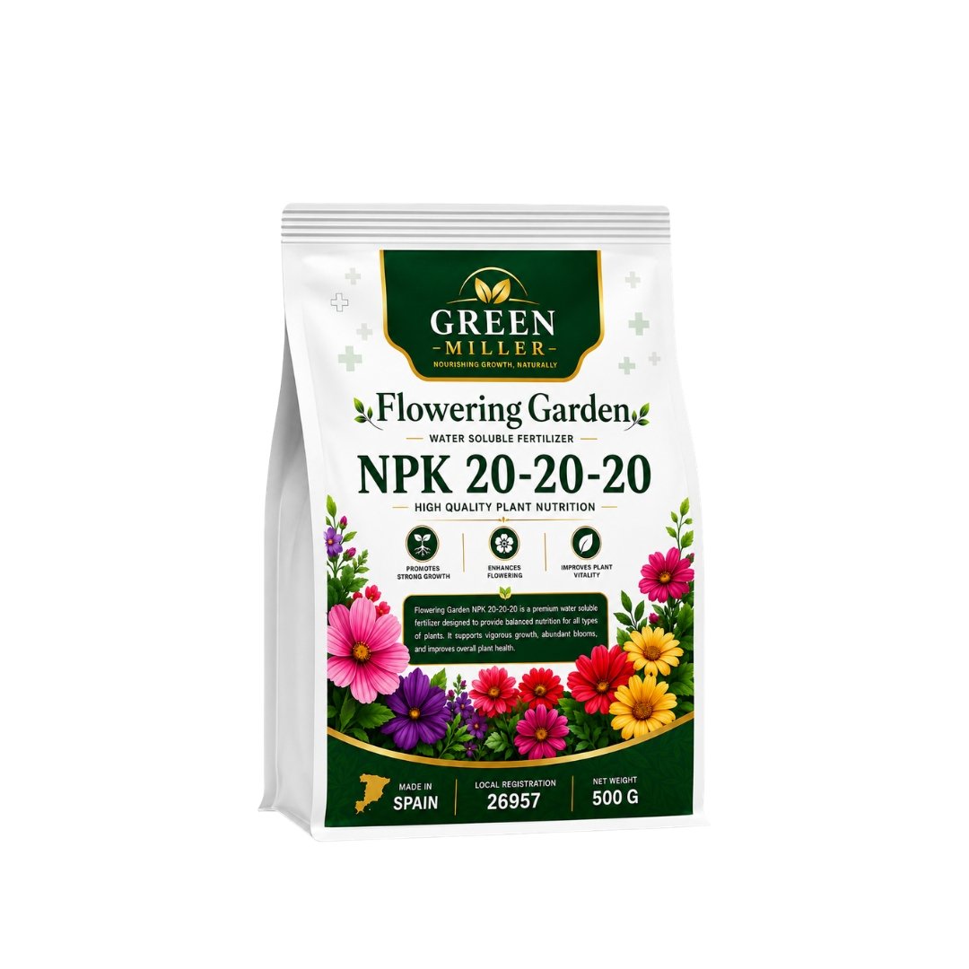 سماد NPK 20-20-20 المتوازن للحدائق والنباتات (500 جرام) – GREEN MILLER